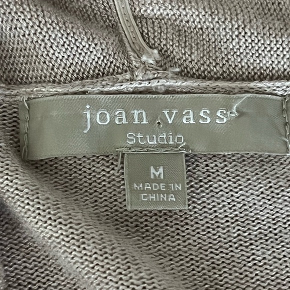 Joan Vass 100% Viscose Knit Open-Front Cardigan Long Sleeve Gray Women's Medium - Picture 8 of 9